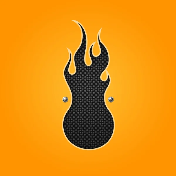 Conception abstraite du feu sur un matériau orange avec fond noir inoxydable — Image vectorielle
