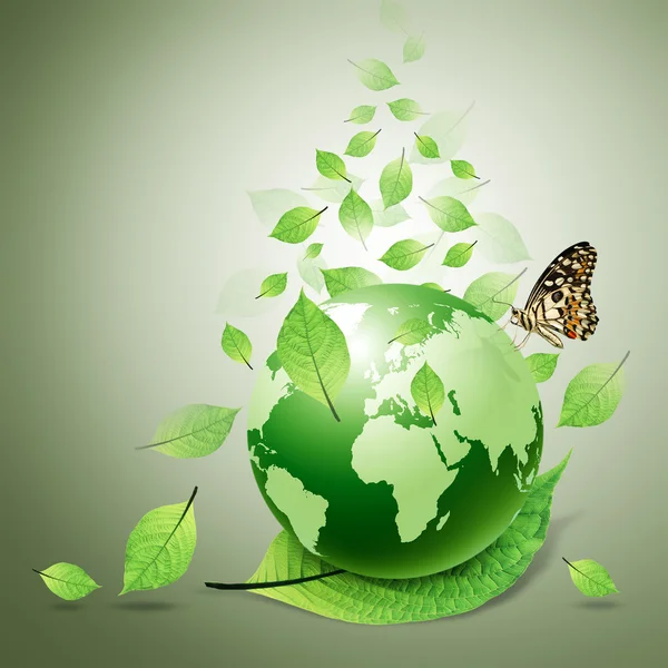 Grüne Welt und grüne Blätter, Schmetterling lizenzfreie Stockfotos