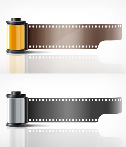 Pellicola per fotocamera rotolo giallo e argento — Vettoriale Stock