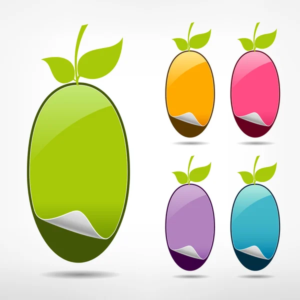 Collections étiquette prix autocollant. La forme de fruits colorés . — Image vectorielle