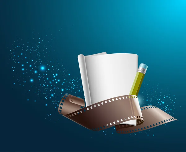White Paper Note und Filmrolle für Filmregisseur — Stockvektor