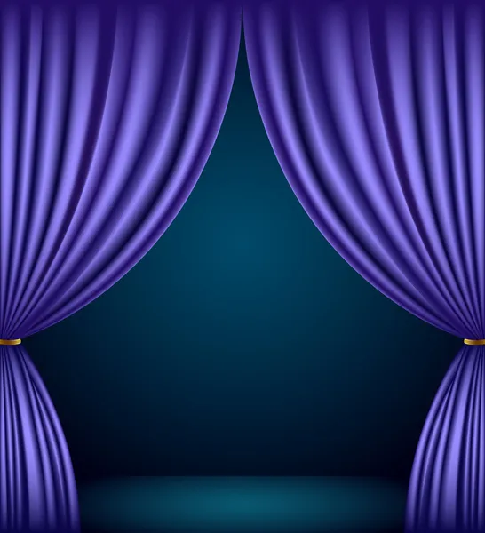 バイオレットの劇場のカーテンの背景 — ストックベクタ