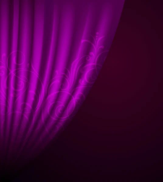 Violett Theater Vorhang Drucken Blume Hintergrund — Stockvektor