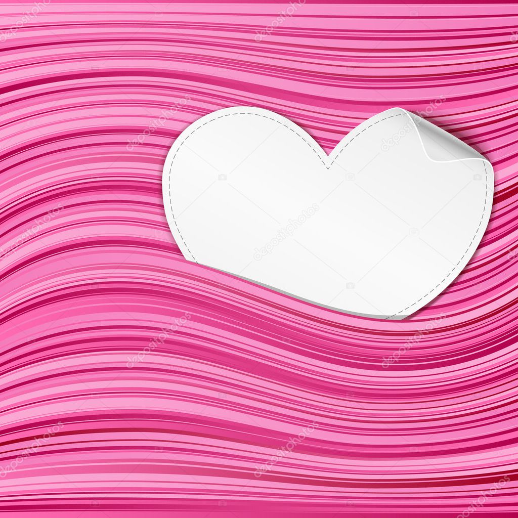 White paper hearts on pink abstract background