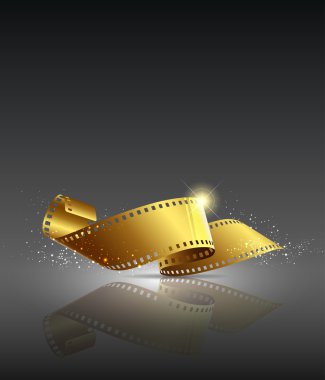 Camera film roll gold color background clipart