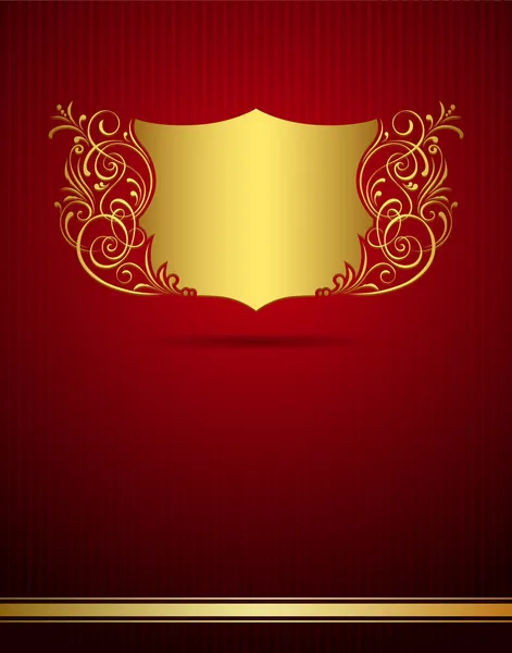 Tarjeta de felicitación de marco vintage de invitación sobre fondo rojo — Vector de stock