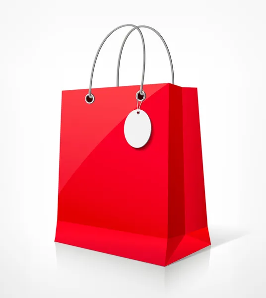Bolsa roja de papel de compras vacía — Vector de stock