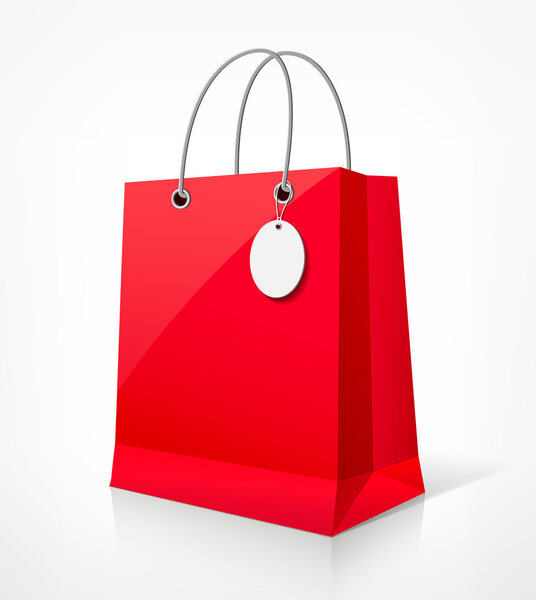 Shopping paper red bag empty