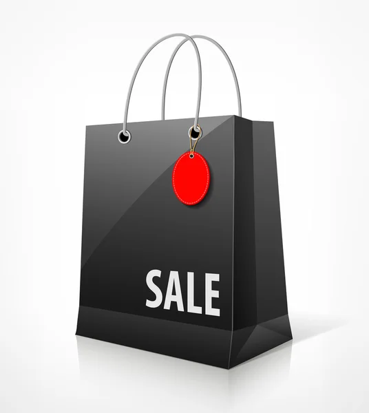 Borsa shopping nera in vendita — Vettoriale Stock