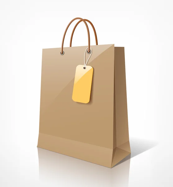 Bolsa de papel de compras marrón vacío — Vector de stock
