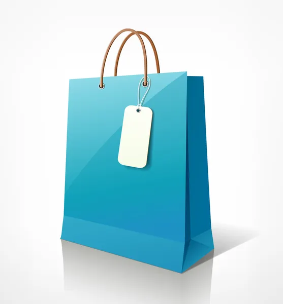Saco de papel de compras azul vazio — Vetor de Stock