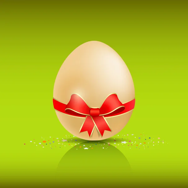 Oeuf de Pâques heureux sur fond vert — Image vectorielle