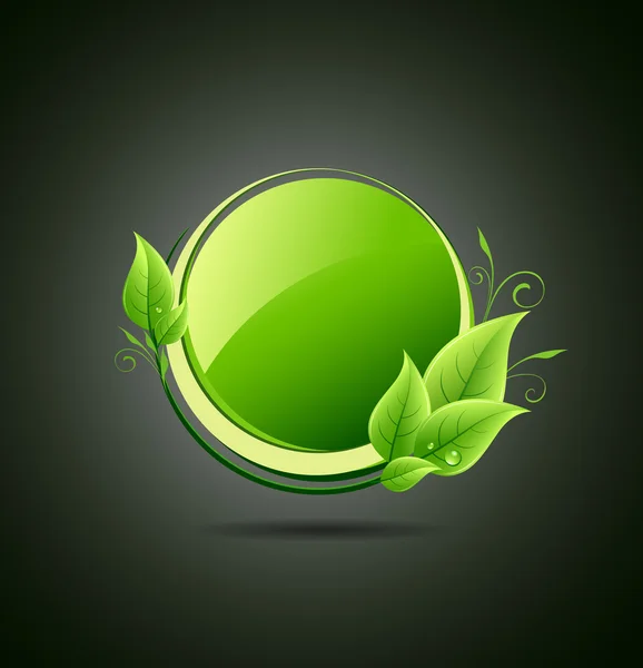 Zelená listová pojem ekologie na černém pozadí — Stockový vektor