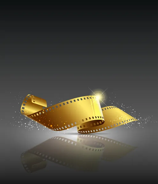 Kamera film rulo altın rengi arka plan — Stok Vektör