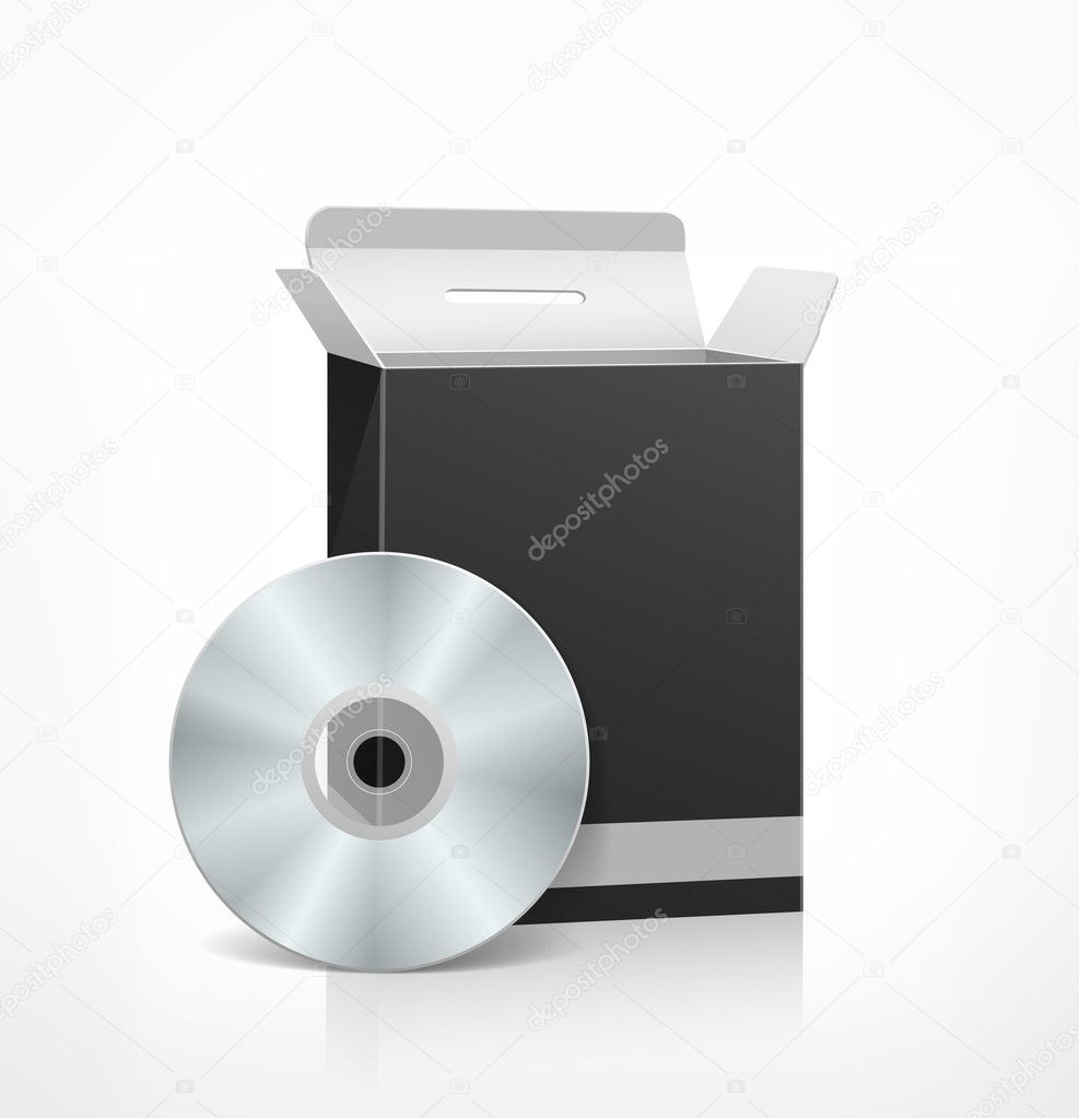 Packaging software black box template and CD