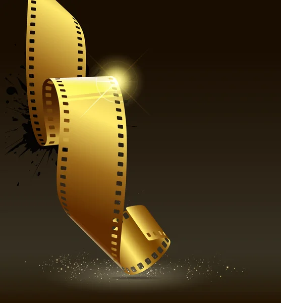 Film camera roll gouden kleur ontwerp achtergrond — Stockvector
