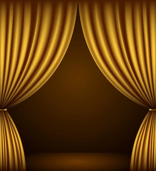 ゴールド劇場のカーテンの古典的な背景 — ストックベクタ