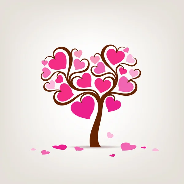Valentinstag Baum rosa Herz — Stockvektor