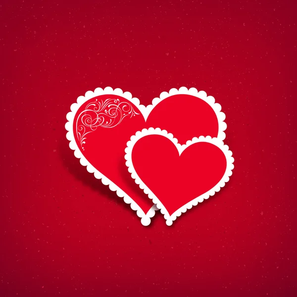 红色的心纸经典情人节 — 图库矢量图片