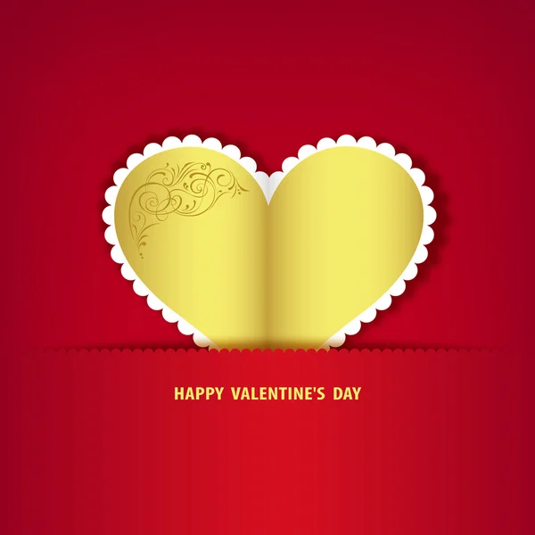 Guld hjerte papir klassisk valentine dag – Stock-vektor