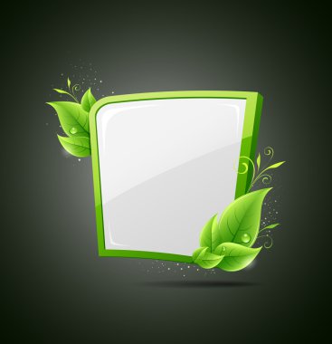 Frame green leaf ecology concepts on gray background clipart