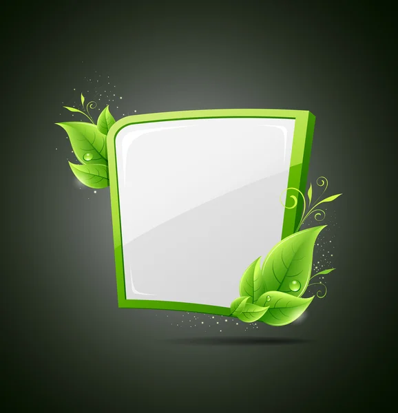 Cadre vert feuille écologie concepts sur fond gris — Image vectorielle