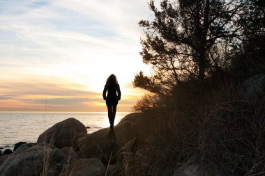 Silhouette at the Shore clipart