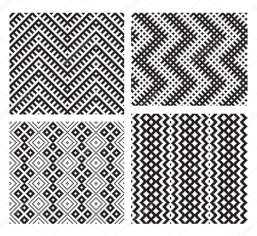 Set of 4 monochrome elegant seamless patterns