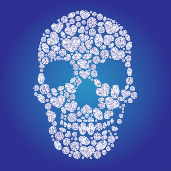stock vector Diamond skull on blue background