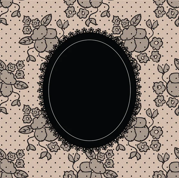 Black elegant doily on lace background — Stock Vector