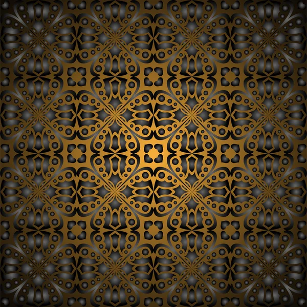 Vacker svart guld seamless mönster — Stock vektor