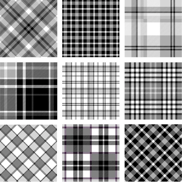 B & W plaid patterns set — Image vectorielle