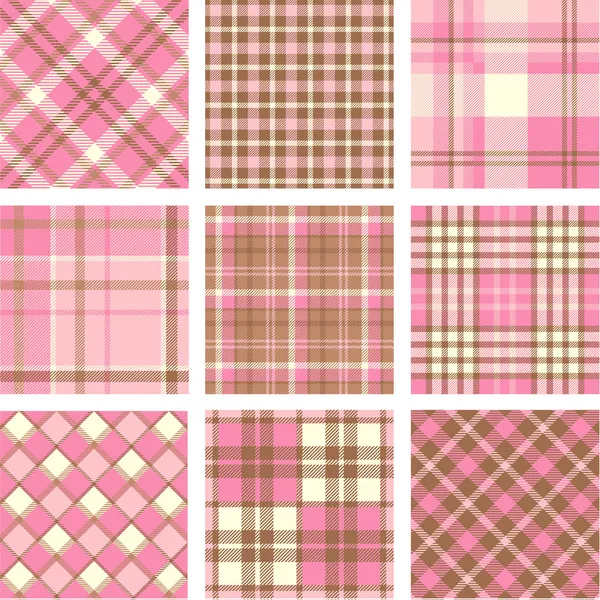 Conjunto de patrones de cuadros rosados — Archivo Imágenes Vectoriales