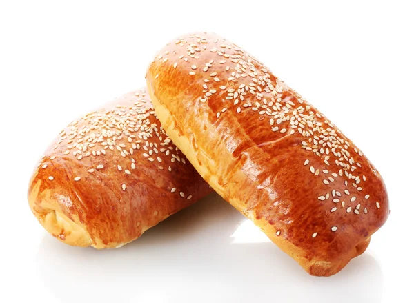 Två rulla isolerade på vitt bröd — Stockfoto