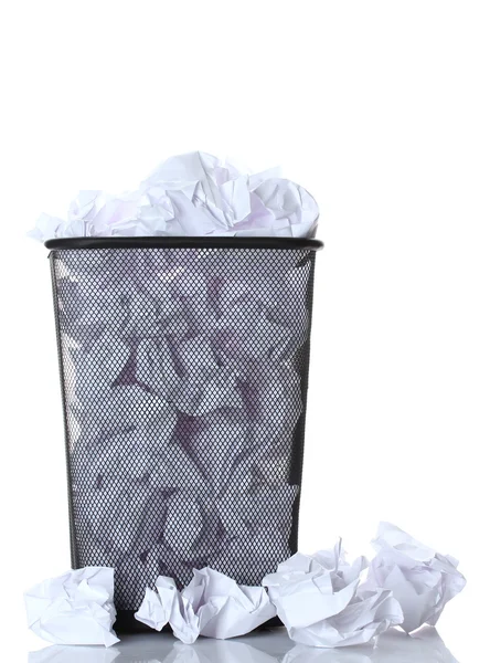 Kağıt üzerinde beyaz izole Metal çöp kutusu — Stok fotoğraf