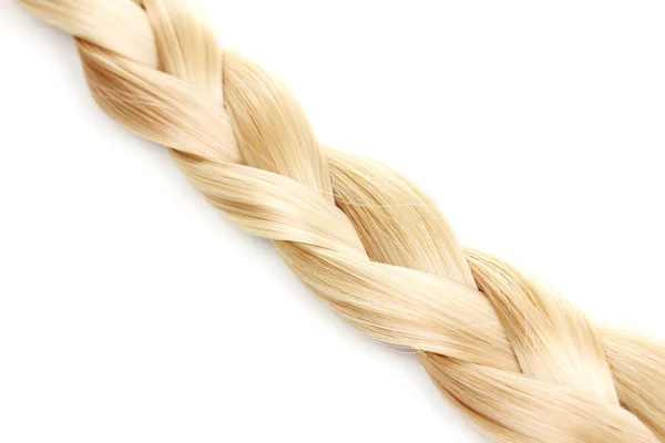 Светлые волосы плетены в косички изолированы на белом — стоковое фото