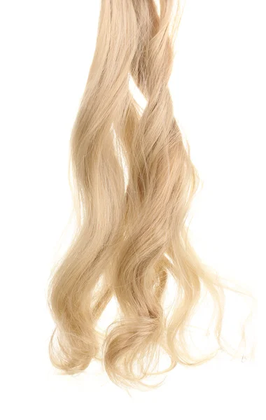Kudrnaté blond vlasy izolovaných na bílém — Stock fotografie