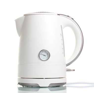 White electric kettle isolated on white clipart