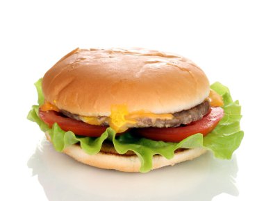 Tasty cheeseburger isolated on white clipart