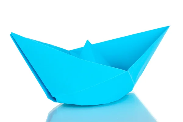 Origami barca di carta isolata su bianco — Foto Stock