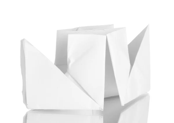 Origami kağıt gemi üzerinde beyaz izole — Stok fotoğraf