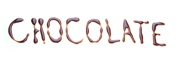Inscription chocolate isolated on white — Stock Photo, Image