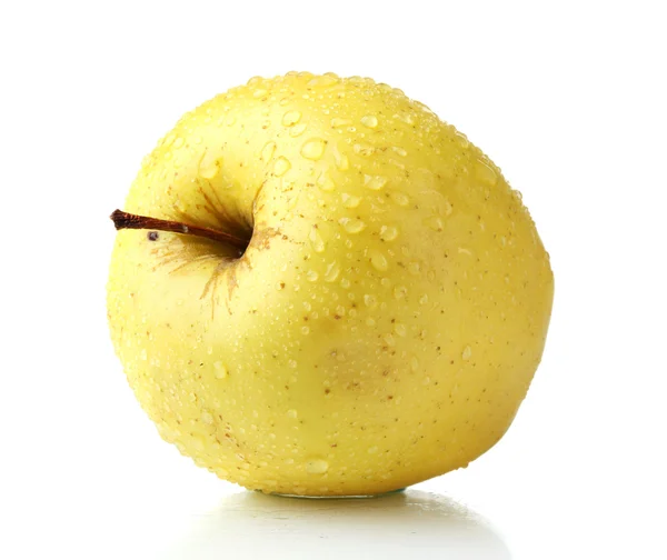 Dojrzałe jabłko żółte na białym tle — Zdjęcie stockowe