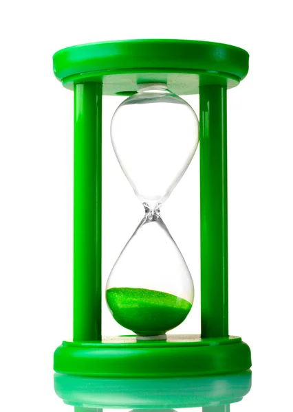Reloj de arena verde aislado en blanco —  Fotos de Stock
