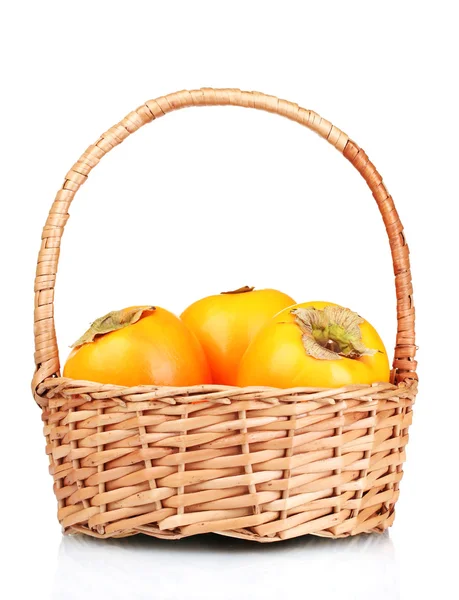 Apetyczny persimmons w pad na białym tle — Zdjęcie stockowe