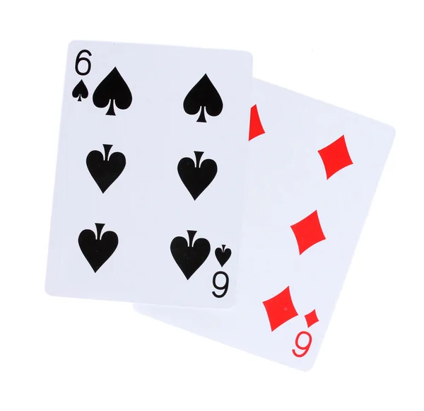 Dwie karty na białym tle — Zdjęcie stockowe