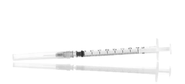 Insulin syringe isolated on white — Stok fotoğraf
