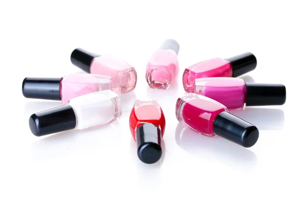 Group of nail polishes isolated on white — Stock Photo, Image