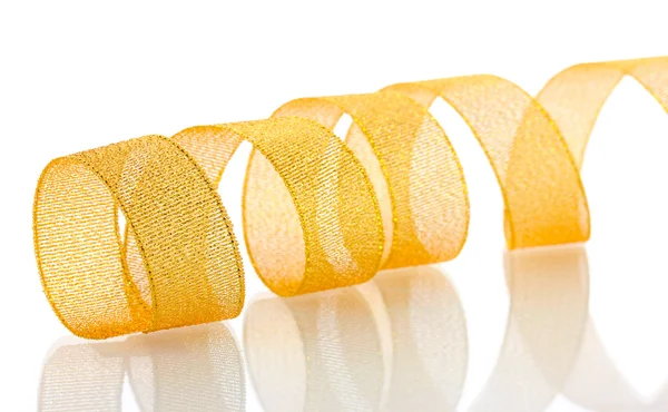 Beautiful golden ribbon isolated on white — Stock Photo, Image