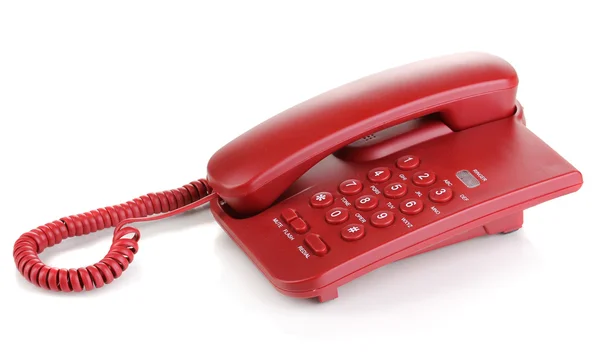 Красный телефон изолирован на белый — стоковое фото